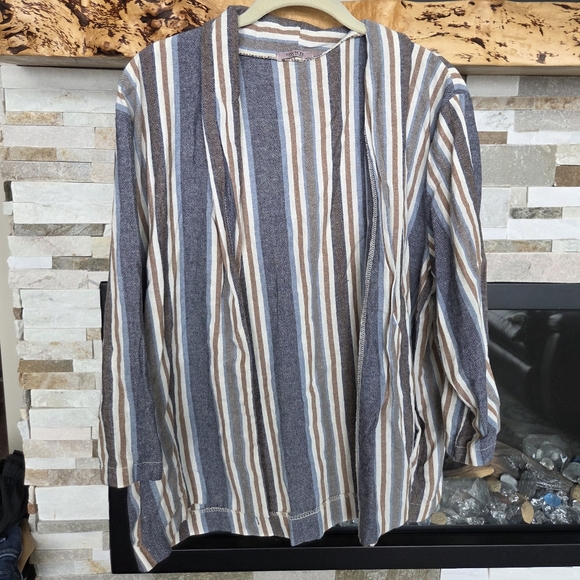 Own It Striped Linen Blend Oversized Blazer Womens Size Large - Picture 1 of 8